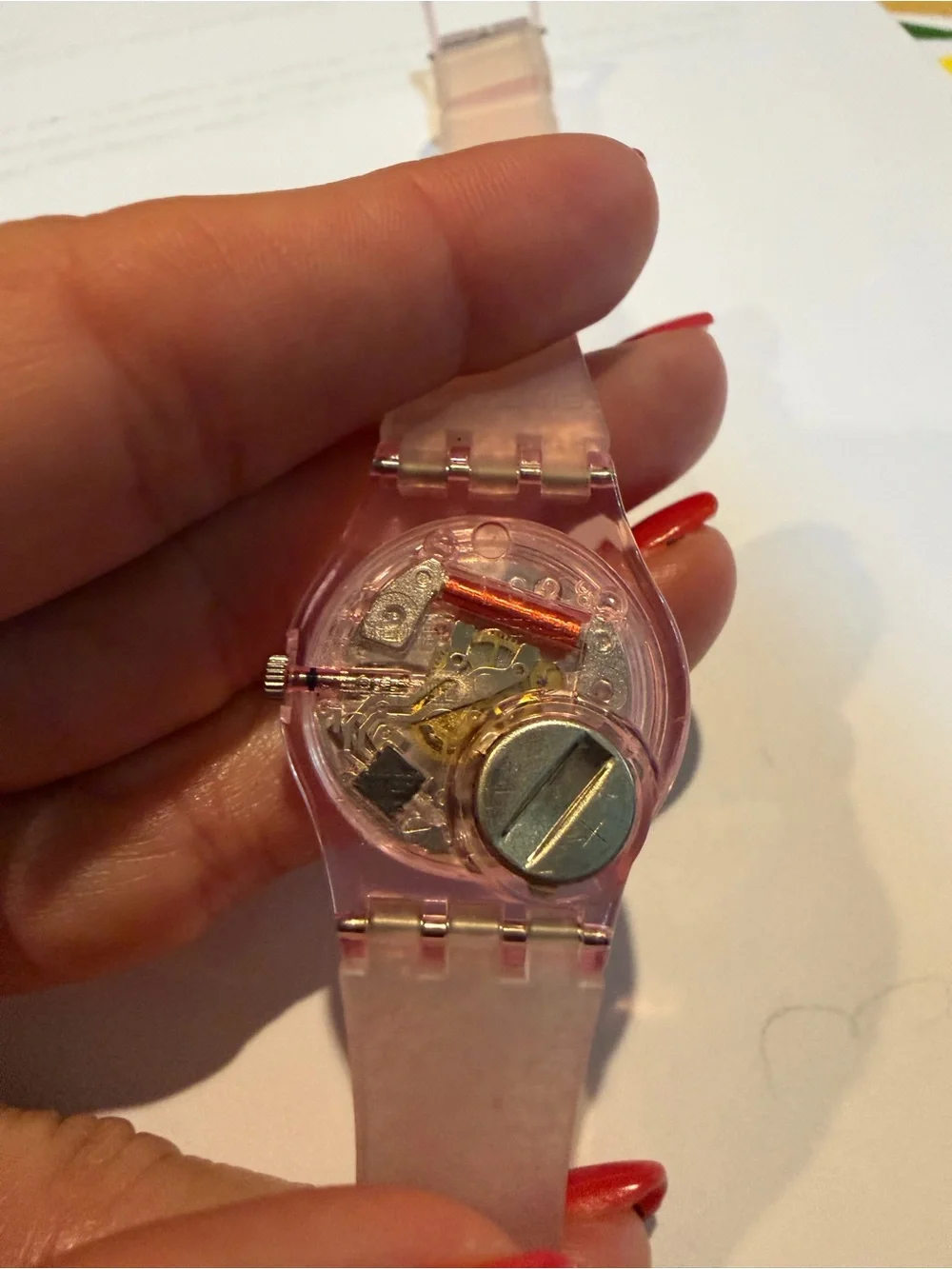 Pink Glitter Swiss Swatch Watch Wrap Style with case and new battery.